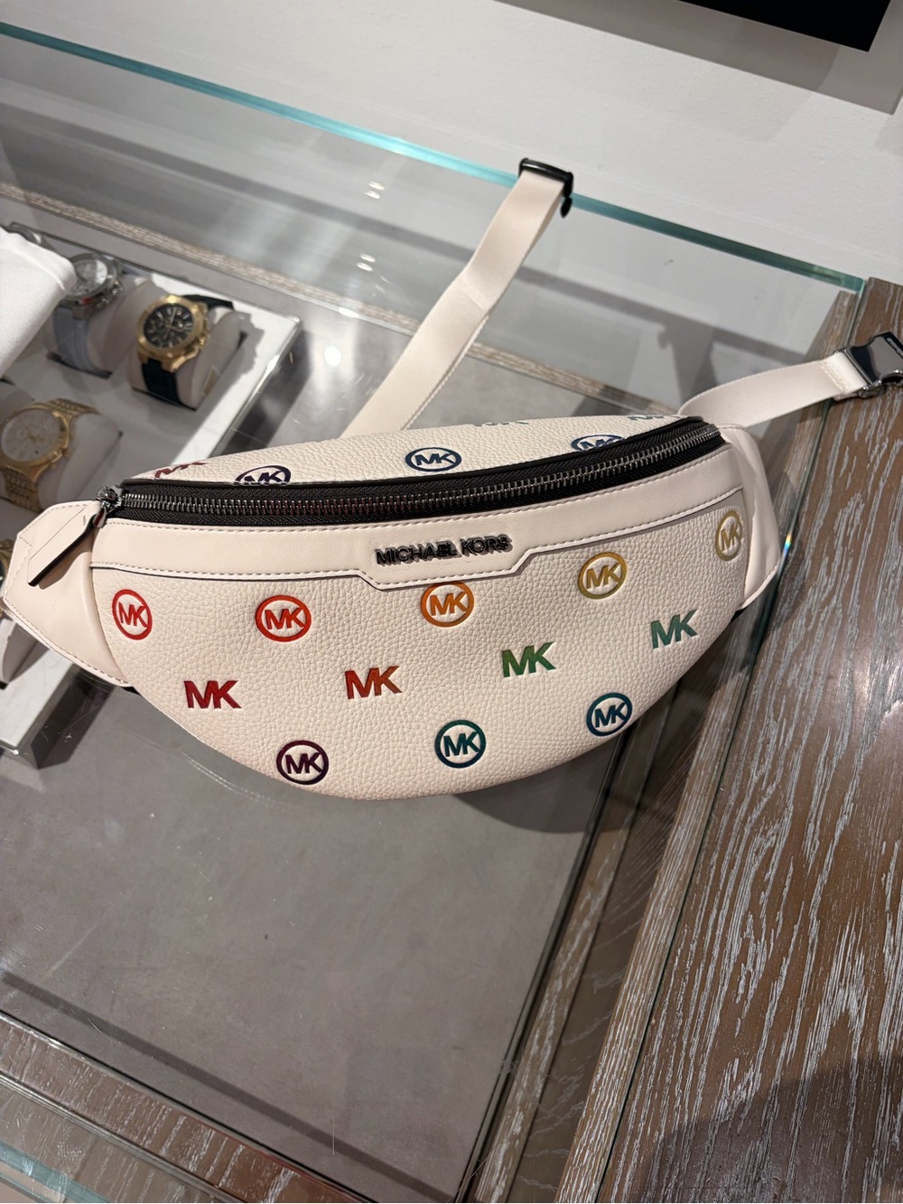 Michael Kors Cooper Men Small Ombré MK Logo sling Utility Belt Bag multicolor